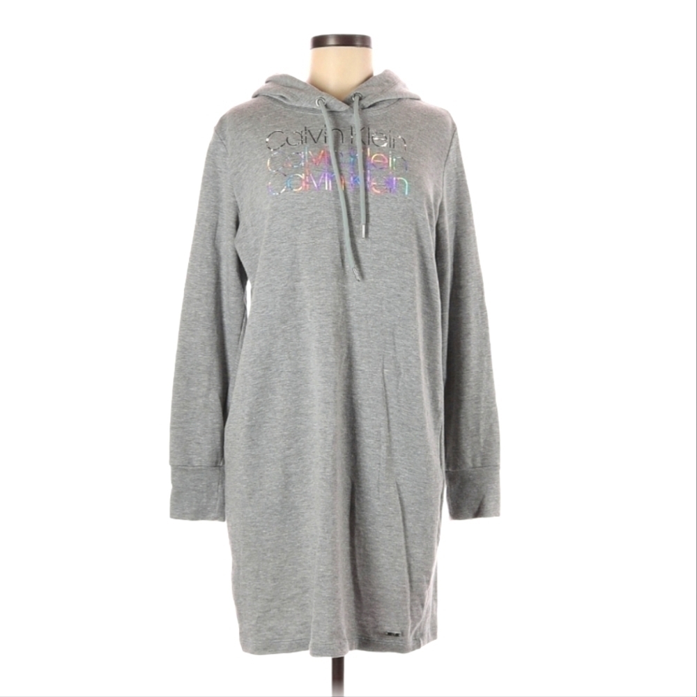 Calvin Klein Gray Fleece Hoodie Dress Size Medium‎